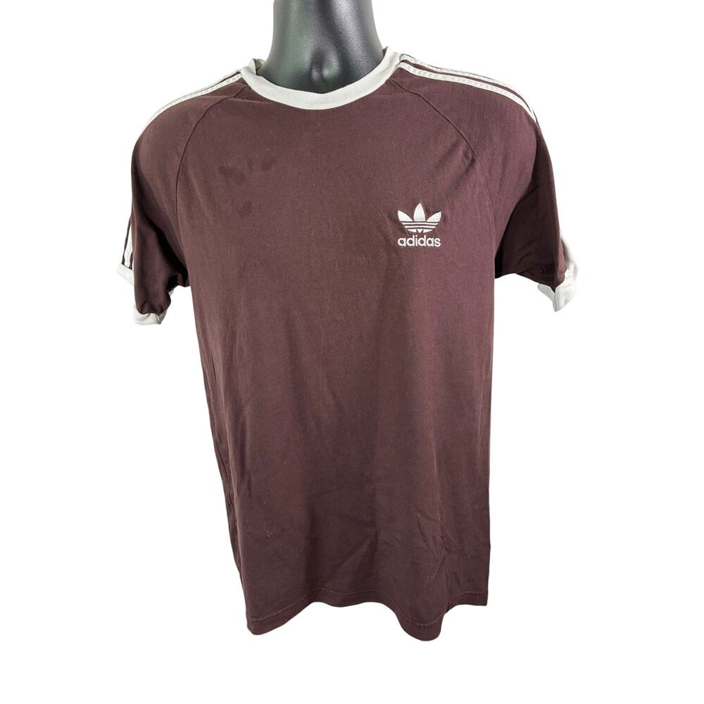 Adidas Originals Trefoil Brown 3 Stripe T Shirt Medium